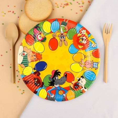 Paper plate "Happy Birthday!", 23 cm, Soyuzmultfilm-2