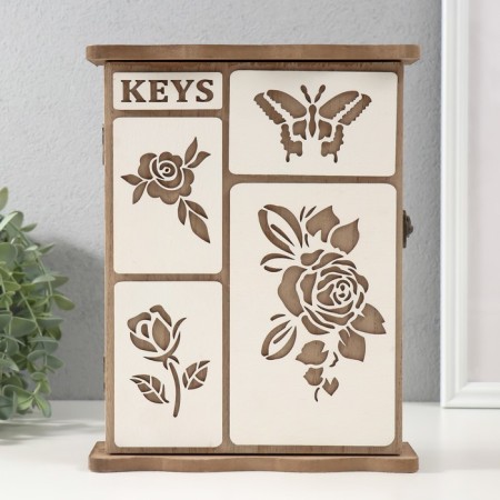 Keywood tree 6 hooks "rose and butterfly" 6.2x19.5x25.2 cm