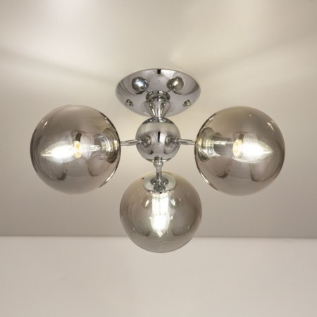Ceiling chandelier CITILUX "Tommy" CL102130, 46x46x23.5 cm, 3x40W, E14, gray color.-3