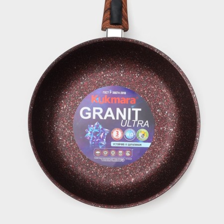 Granit Ultra Red, D = 26 cm pan, removable handle, glass cover, anti -stick coating, brown color-9