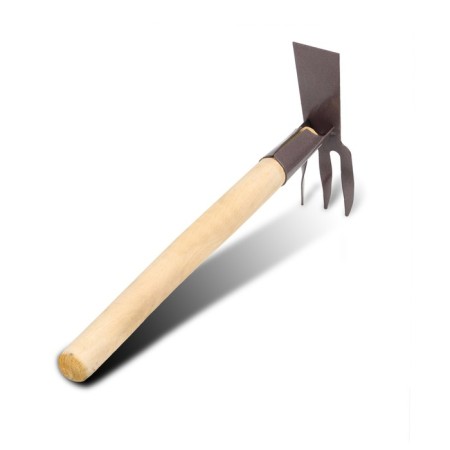 Combined moth, length 38 cm, 3 teeth, wooden handle, color mix-1