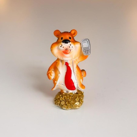 Souvenir Polystone "Tiger Businessman with bills and coins" MIX 5.8x3x3.5 cm-1