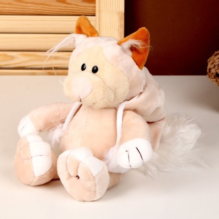 Soft toy "cat" in a suit, 25 cm, peach color-4