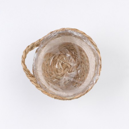 Kashpo wicker "Tanzania" with a pen, 15.5x15.5x13.5 cm, natural, white-5