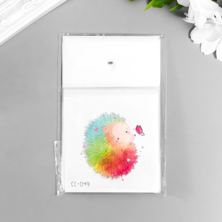 Tattoo on the body color "Rainbow Hedgehog with a butterfly" 6x6 cm-2