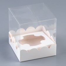 Box for 1 cupcake with a transparent lid 9.2 x 9.2 x 10 cm