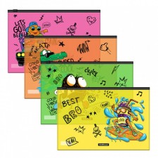 Folder envelope on ZIP-Molniya B5 (289x214 mm), 180 μm, Erichkrause Funny Monsters, translucent, mix
