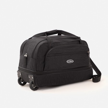 Road bag on wheels, a lightning department, with an increase, an outer pocket, black color
