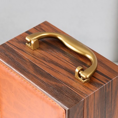 Casket wood, leatherette to the bottle "Grapes" light brown 3 objects 35x11x15.5 cm-7