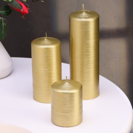 Set of candles-cylinders on the stand "Interior", 3 pcs, gold-2