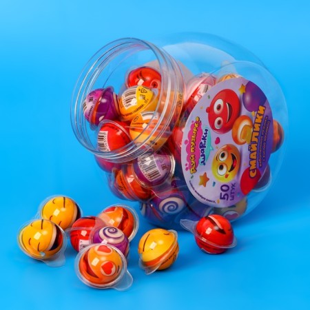 Chewing gum with sour filling “Brush Bubble! Smiley balls ", 10 g-1