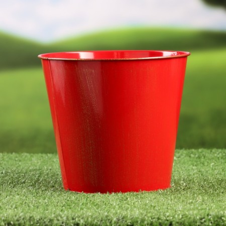 Kashpo "Bucket with heart" red with gilding, 18x18x15cm-2