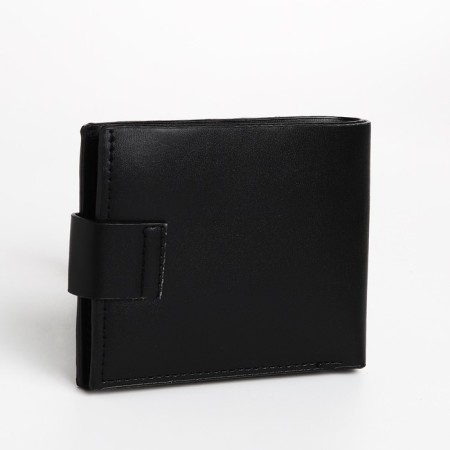 Male purse for magnet, department for bills, for maps, for coins, black color-1