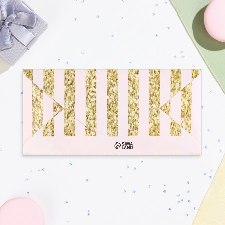 Money envelope "Happy Birthday!" Golden lines, 16.5x8 cm-2