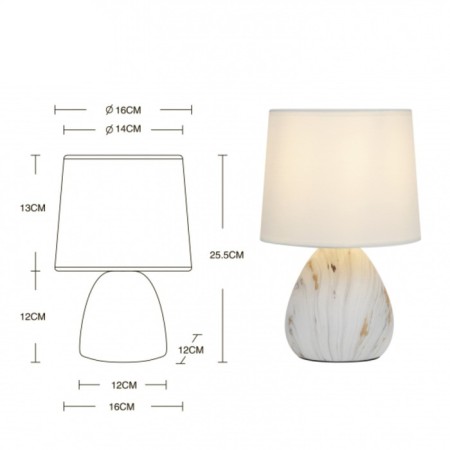 Rivoli Damaris 1he14, 40 watts ceramics white with gold with lampshade-6