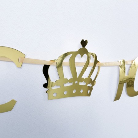 Garland on the tape, metallic "with an anniversary" gold, length 100 cm-2
