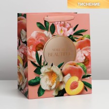 Gift Package laminated with a plastic window, packaging, peaches, 30.5 x 25 x 17.5 cm