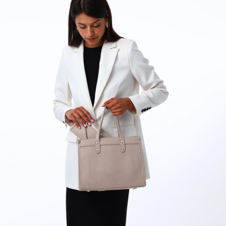 Women's bag with zipper, Textura, average size, beige color-8