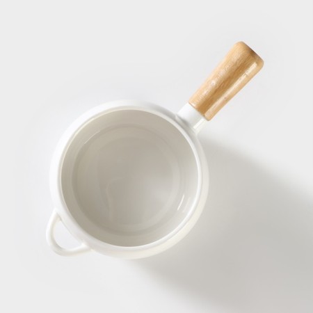 Porcelain Fooldine with a handle on the Bellatenero bamboo stand, 400 ml, 20.5 × 11.5 × 6.5 cm, white color-4