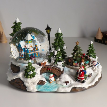 Souvenir Polystone Water Ballion Music, Light "Lapland" is spinning d = 10 cm 25.5x17x16 cm-5