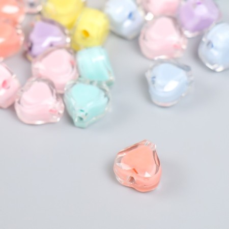 Plastic beads "heart with colored middle" gloss mix 20 g 1.2x1.2x0.8 cm-2