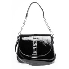 Bag Cross-Body Women's, genuine leather, Ludor black, 25x8x20 cm