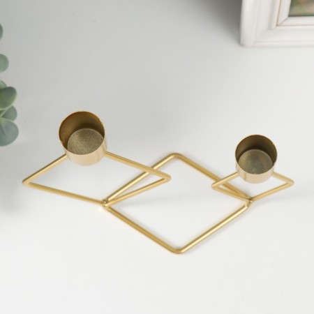 Summary Metal for 2 candles "Geometry. Romb" gold d = 2.3 cm 7.8x18x19 cm-5