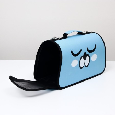 Bag - Carriage for animals "Sleepy dog", frame, size m, 40 x 21 x 27 cm, blue-1