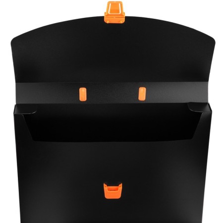 A4 portfolio folder, 700 μm, 1 department, calligrata, black with orange elements-3