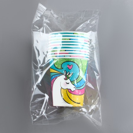 A single -boiled paper glass "Rainbow Unicorn", 250 ml-3