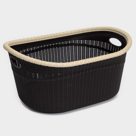 Set for the bathroom 7 items: basket 4 pcs, basket for linen, bucket for garbage, ruff, brown color-4