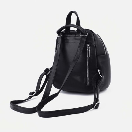 Women's backpack made of artificial leather with lightning, 3 pockets, black color-1
