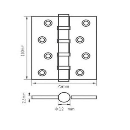 Door loop Renz 100-4bb FH SSC 4, 100*75 bearing, color Satin chromium 2 pcs-1