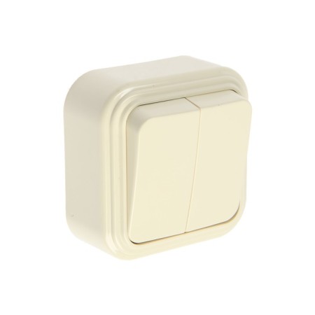 Two-clavy open installation switch, 250V, 6A, IP20, ivory, PSW06-22-20 (1022743-1