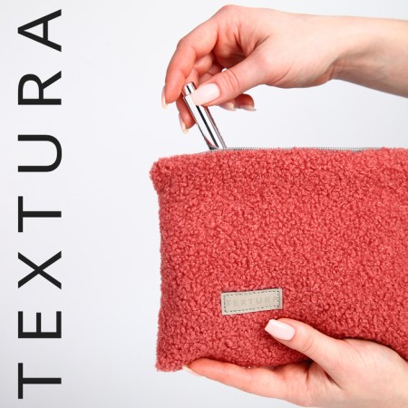 Lightning cosmetic bag, textura, pink color