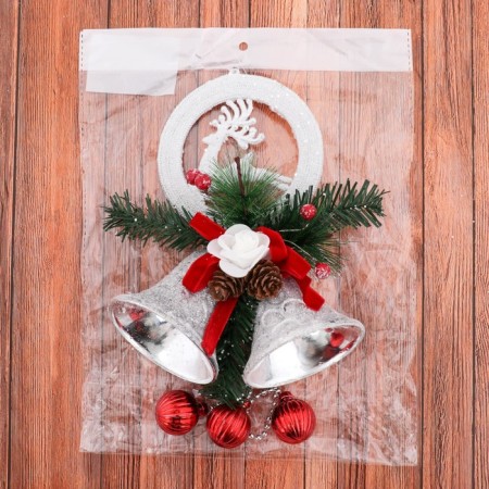 Decoration New Year's "Bells with balls and decor" 15x30 cm, white-red-1
