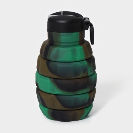 Water bottle folding "Militari", silicone, 500 ml, 7 × 21 cm, green color-1