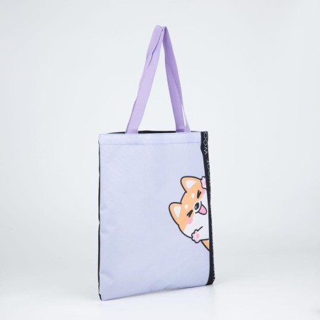 Bag-shop "Cute dog", without lightning, without lining, black/lilac color-4