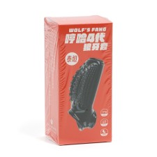 Penis nozzle, gel silicone, relief B, stimulating, with an erection ring, black