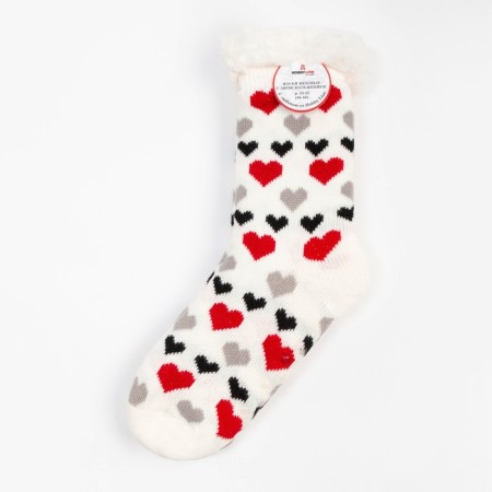 Women's socks with fur inside the "heart", white color, size 23-25 ​​(36-40)-3