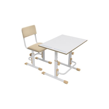 Set Polini Kids growing desk-transformer + adjustable stool, white-makiato color