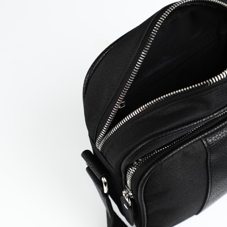 Male bag over the shoulder, Textura, artificial leather, black color-5