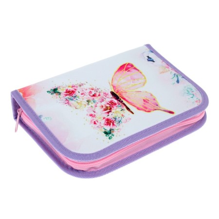 Penal 3 sections, tab inside, 140 x 210 x 40 mm, fabric, calligrata top block "butterflies"-1