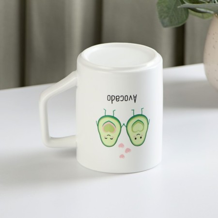 Ceramic mug with a lid and a spoon Avocado, 360 ml-5