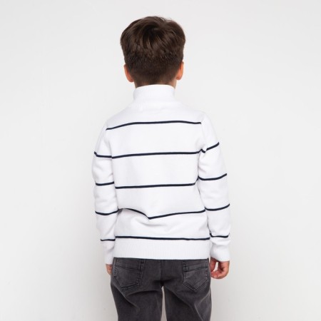 Jumper for a boy, color is white/dark blue, height 128 cm (8)-4