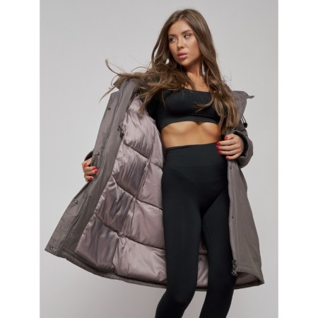 Coat insulated winter female, size 48, dark gray color-15