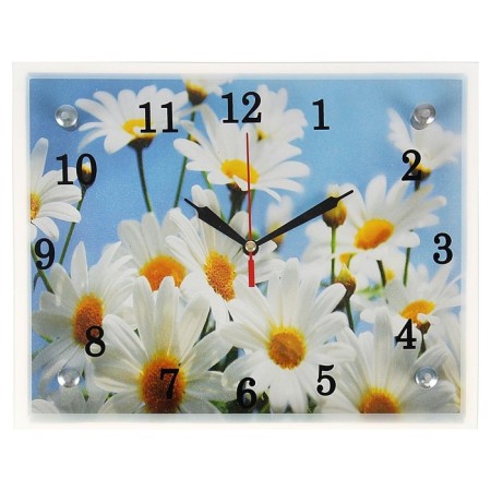 Carty clock is wall-mounted, interior "chamomiles", silent, 25 x 20 cm