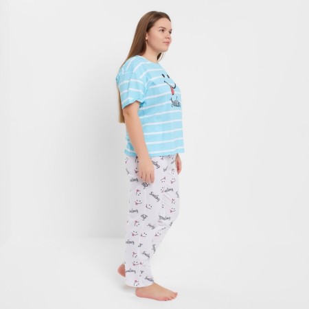 Female set (T-shirt/pants), blue/light gray color, size 52-1