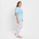 Female set (T-shirt/pants), blue/light gray color, size 52