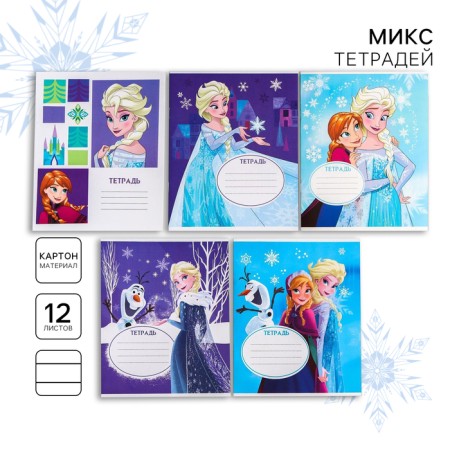 Notebook in a ruler of 12 sheets, 5 types of mix, cover coated cardboard, cold heart